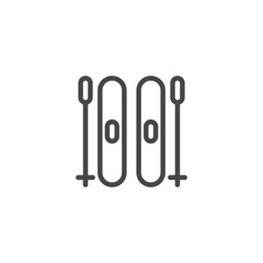 Snow ski and a stick icon. Simple winter games icon isolated on white background