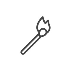 A burning match with fire, flame flat vector icon for apps and websites