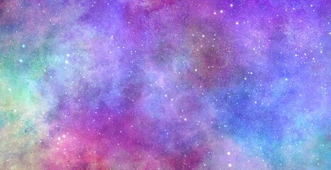 カラフルな星空 夢 かわいい キラキラ 煌めく 背景素材 © AMONT