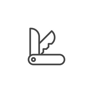 recommend clip art: Foldable or folding pocket knife, pocket knife line art vector icon for apps and websites. Swiss knife icon line symbol.