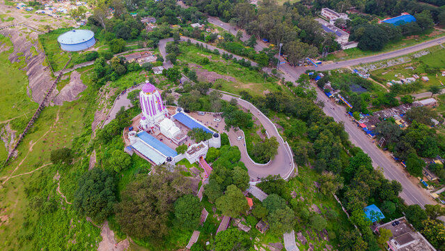 Beautiful aerial view of Jagannath Temple, The Jaganath temple is on top of a small hillock located in Ranchi, Jharkhand, India.