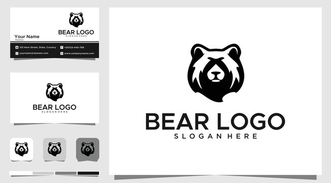 bear logo design with business card template