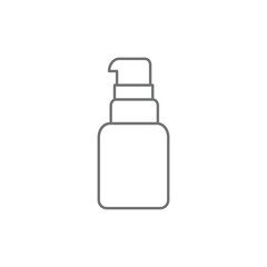 Foundation with a dispenser. Serum pump bottle. Tube. Skin care. Align Face Tone. Vector Black Thin Linear Contour.