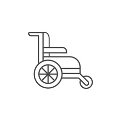 illustration of wheel chair icon. medicine and healthcare, disabled sign vector graphics, a linear pattern on a white background, eps 10.