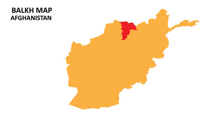 Obraz premium Balkh State and regions map highlighted on Afghanistan map.
