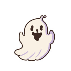 Spooky ghost illustration isolated with transperent backgound for media and card decoration.