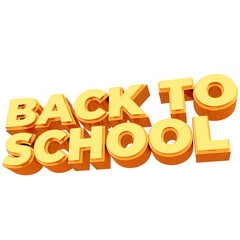 Back to school 3d lettering, for UI, poster, banner, social media post. 3D rendering