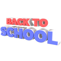 Back to school 3d lettering, for UI, poster, banner, social media post. 3D rendering