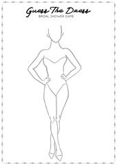 Silhouette of a slim woman, illustration for drawing your creative fashion ideas or bridal game vector. Guess the dress game