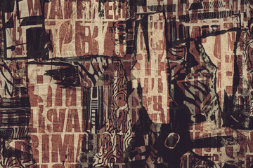 Abstract Collage Background with torn posters, letters and graphics elements. 