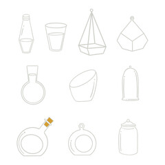 Glass Terrarium Jars Vector Isolated Elements Set