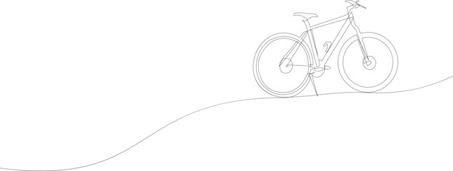 Continuous one line drawing of sporty bicycle or bike. Vector illustration.