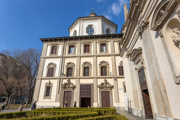 MILAN, ITALY, MARCH 5, 2022 - View of San Bernardino alle Ossa Sanctuary in Milan, Italy.