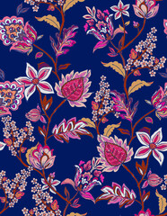 Digital textile kalamkari allover pattern