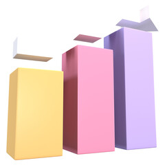 3d bar graph icon, for UI, poster, banner, social media post. 3D rendering