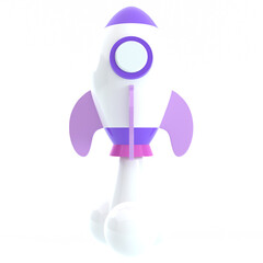 3d Space rocket icon, for UI, poster, banner, social media post. 3D rendering