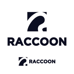 square raccoon face abstract logo - obrazy, fototapety, plakaty