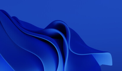 3d render abstract blue paper. Fashion wallpaper. Background waves. Wavy shapes. Twisted liquid shape.