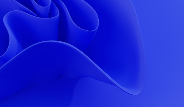 3d render abstract blue paper. Fashion wallpaper. Background waves. Wavy shapes. Twisted liquid shape.