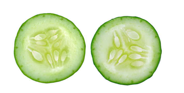 Fresh slice cucumber on transparent png