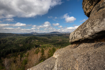 Great view to the amazing and deep forests on the northern Bohemia. Such a nice and calm place with cool hike.