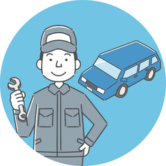 車の整備士男性