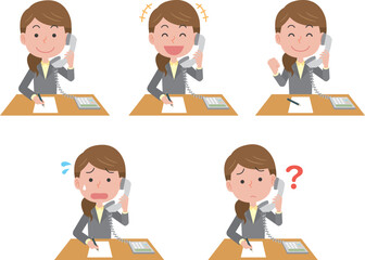 Obraz premium 電話応対をする会社員女性