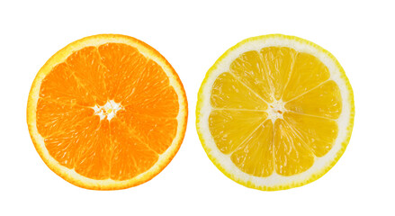 Orange and lemon slice isolated on transparent png