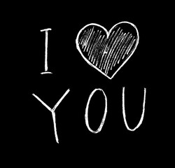 The inscription "I love you" with a white heart on a black background