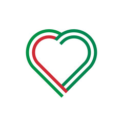 friendship concept. heart ribbon icon of italy and nigeria flags. vector illustration isolated on white background