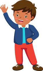 Happy preschool children or toddler character for school kids activity concept. Multicultural child in different positions.