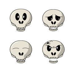 Collection of icons for the holiday, Funny cute skulls , vector cartoon