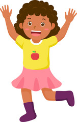 Happy preschool children or toddler character for school kids activity concept. Multicultural child in different positions.