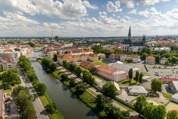 Bird's eye view of the beautiful cityscape of Olomouc, Czech Republic - obrazy, fototapety, plakaty