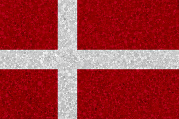 Obraz premium Denmark flag on styrofoam texture. national flag painted on the surface of plastic foam