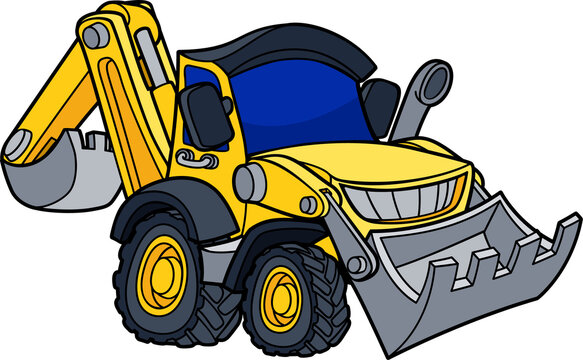 Cartoon Bulldozer Digger Vehicle