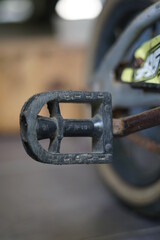 selective focus of bicycle pedal taken close up