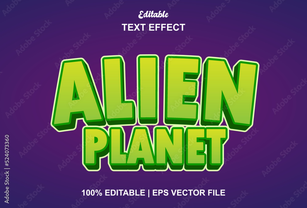 Fototapete alien planet text effect with green color editable.