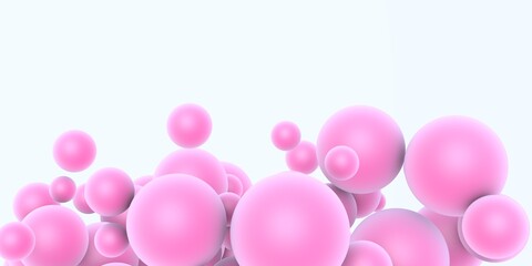 Pink balloons on a white background. 3D render. Festive background