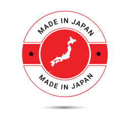 Made in Japan vector logo. Japan flag icon and trusts badges