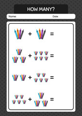 How many counting game with crayons. worksheet for preschool kids, kids activity sheet