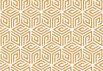 Abstract geometric pattern. A seamless vector background. White and gold ornament. Graphic modern pattern. Simple lattice graphic design