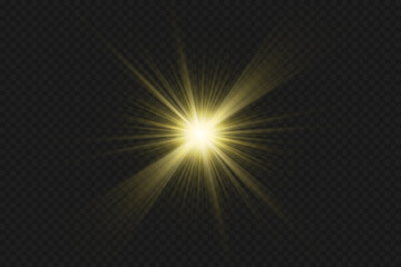Obraz premium Light effects, glare, glitter, explosion, golden light, Vector illustration. shining golden stars.