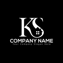 KS logo design in vector for construction, home, real estate, building, and property. creative elegant  ks home logo icon