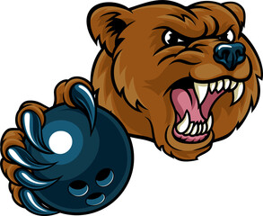 Bear Holding Bowling Ball