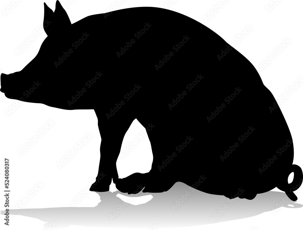 Sticker Pig Silhouette Farm Animal