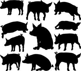 Pig Silhouettes Farm Animal Set