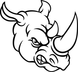 Rhino Mean Angry Sports Mascot