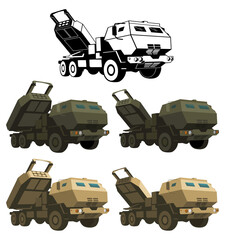 Army truck. Artillery. Vector illustration on a white background