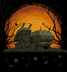 Army truck. Army Machine. Artillery. Vector illustration